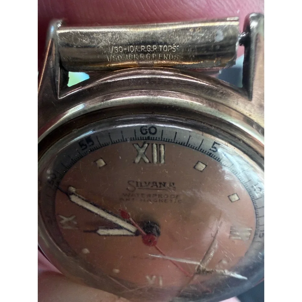 Vintage Silvana Swiss Manual Wind Watch Speidel 10K RGP Band Runs Briefly Repair
